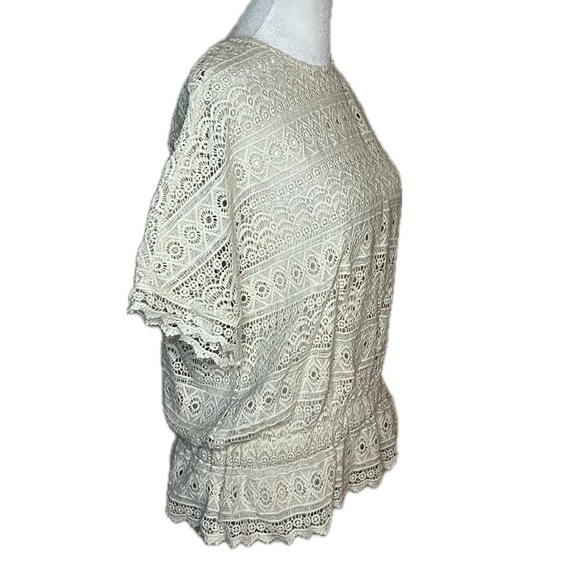 ZARA Trafaluc Ivory Crochet Lace Open-Back Blouse Top Medium - Picture 2 of 8